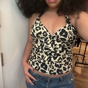 Leopard Print Halter Top/ Pool top